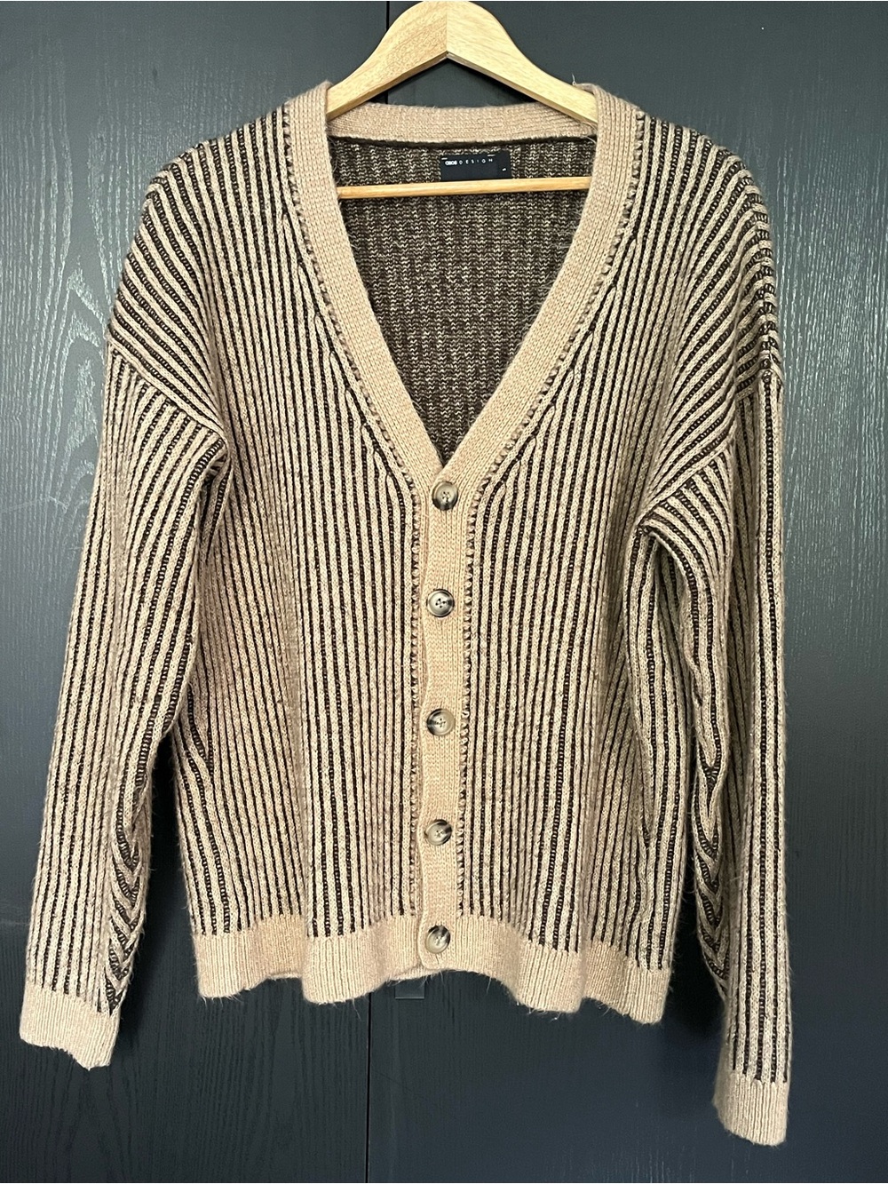 ASOS Striped V-Neck Button Cardigan